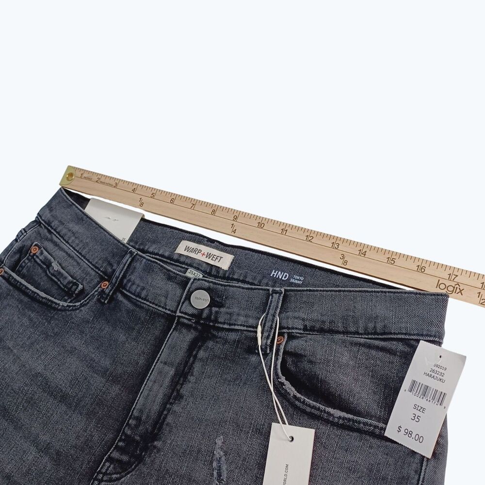 Warp+Weft ORD HND Tokyo Skinny Harajuku Stretch Distressed Jeans Men's Sz 35x32 - Picture 7 of 13